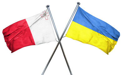 Malta flag with Ukraine flag, 3D rendering