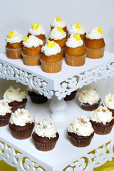 cupcakes on a stand.