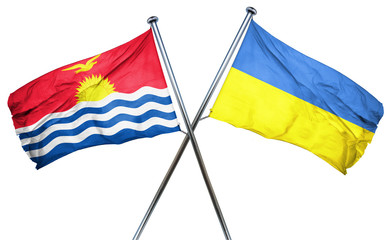Kiribati flag with Ukraine flag, 3D rendering