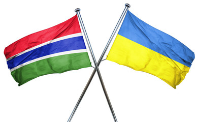 Gambia flag with Ukraine flag, 3D rendering