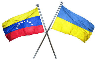 Venezuela flag with Ukraine flag, 3D rendering