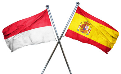 Indonesia flag with Spain flag, 3D rendering