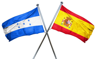 Honduras flag with Spain flag, 3D rendering