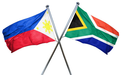 Philippines flag with South Africa flag, 3D rendering