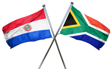 Paraguay flag with South Africa flag, 3D rendering