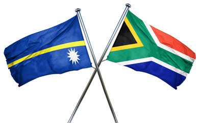 Nauru flag with South Africa flag, 3D rendering