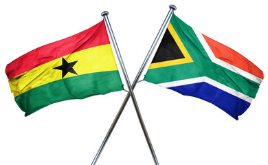 Ghana flag with South Africa flag, 3D rendering