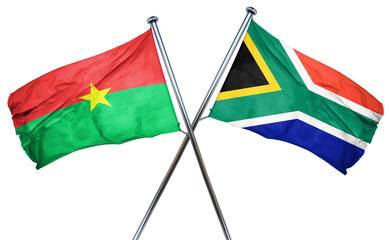 Burkina Faso flag with South Africa flag, 3D rendering