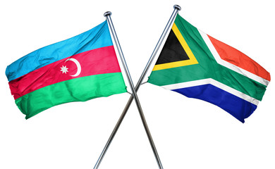 Azerbaijan flag with South Africa flag, 3D rendering