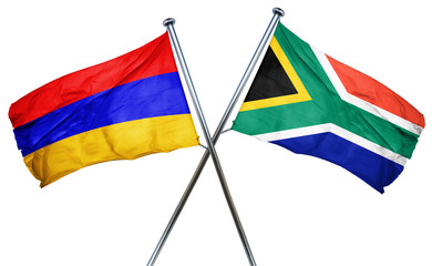 Armenia flag with South Africa flag, 3D rendering