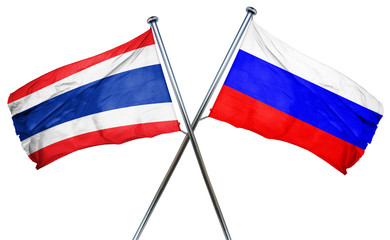 Thailand flag with Russia flag, 3D rendering