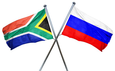 South africa flag with Russia flag, 3D rendering
