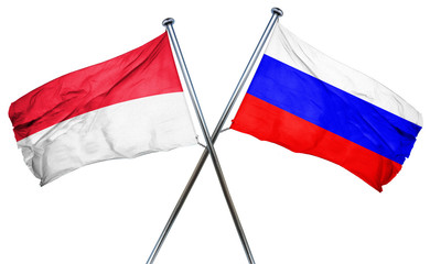 Indonesia flag with Russia flag, 3D rendering