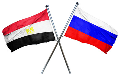 Egypt flag with Russia flag, 3D rendering