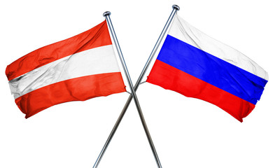 Austria flag with Russia flag, 3D rendering