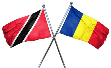 Trinidad and tobago flag with Romania flag, 3D rendering