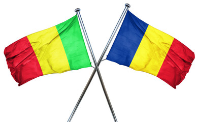 Mali flag with Romania flag, 3D rendering