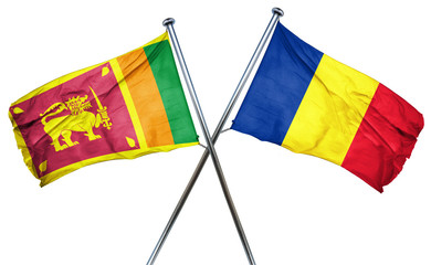 Sri lanka flag with Romania flag, 3D rendering