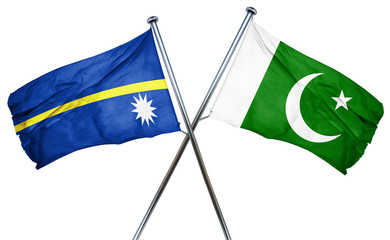 Nauru flag with Pakistan flag, 3D rendering