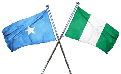 Somalia flag with Nigeria flag, 3D rendering