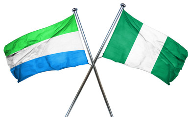 Sierra Leone flag with Nigeria flag, 3D rendering