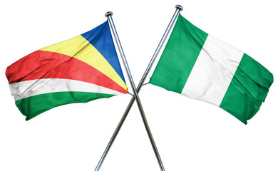seychelles flag with Nigeria flag, 3D rendering
