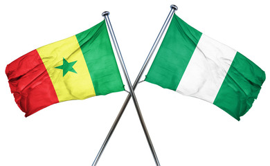 Senegal flag with Nigeria flag, 3D rendering