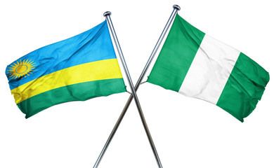 Rwanda flag with Nigeria flag, 3D rendering