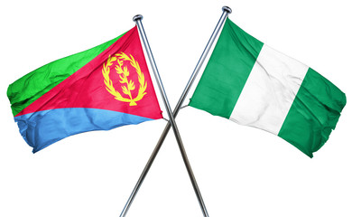 Eritrea flag with Nigeria flag, 3D rendering