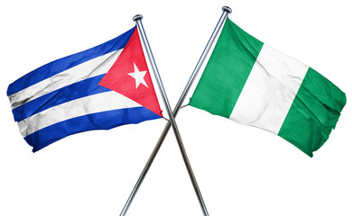 Cuba flag with Nigeria flag, 3D rendering