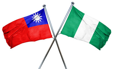 Republic of china flag with Nigeria flag, 3D rendering
