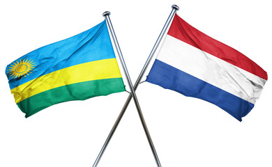 Rwanda flag with Netherlands flag, 3D rendering