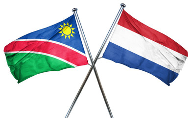 Namibia flag with Netherlands flag, 3D rendering