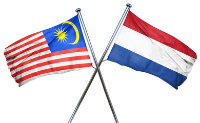 Malaysia flag with Netherlands flag, 3D rendering
