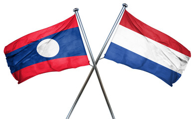 Laos flag with Netherlands flag, 3D rendering