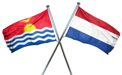 Fototapeta na wymiar Kiribati flag with Netherlands flag, 3D rendering