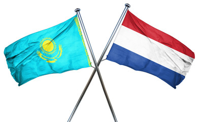 Kazakhstan flag with Netherlands flag, 3D rendering