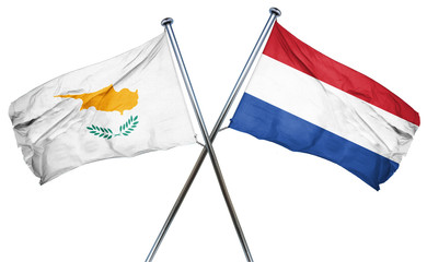 Fototapeta na wymiar Cyprus flag with Netherlands flag, 3D rendering