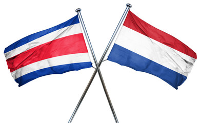 Costa Rica flag with Netherlands flag, 3D rendering
