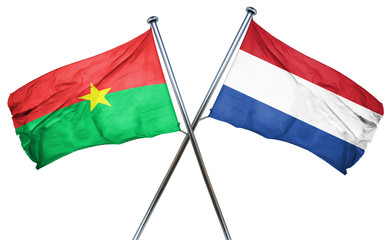 Burkina Faso flag with Netherlands flag, 3D rendering