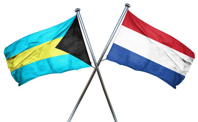 Bahamas flag with Netherlands flag, 3D rendering