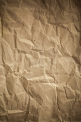 Old crumpled paper,  Brown crumpled paper texture for background