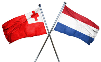 Tonga flag with Netherlands flag, 3D rendering