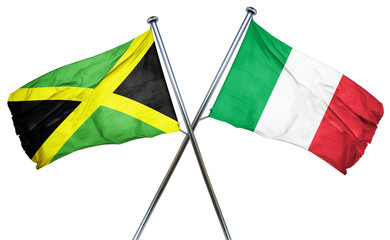 Jamaica flag with Italy flag, 3D rendering