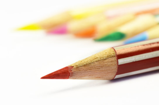 Colored pencils with white background