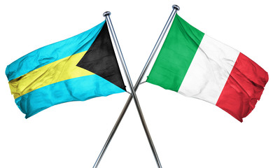 Bahamas flag with Italy flag, 3D rendering