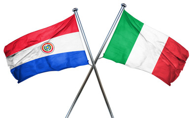 Paraguay flag with Italy flag, 3D rendering