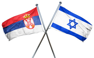 Serbia flag with Israel flag, 3D rendering