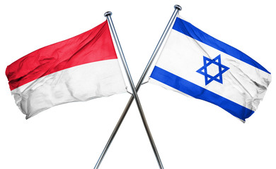 Indonesia flag with Israel flag, 3D rendering