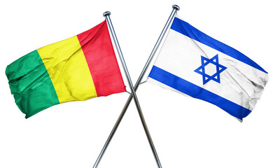 Guinea flag with Israel flag, 3D rendering